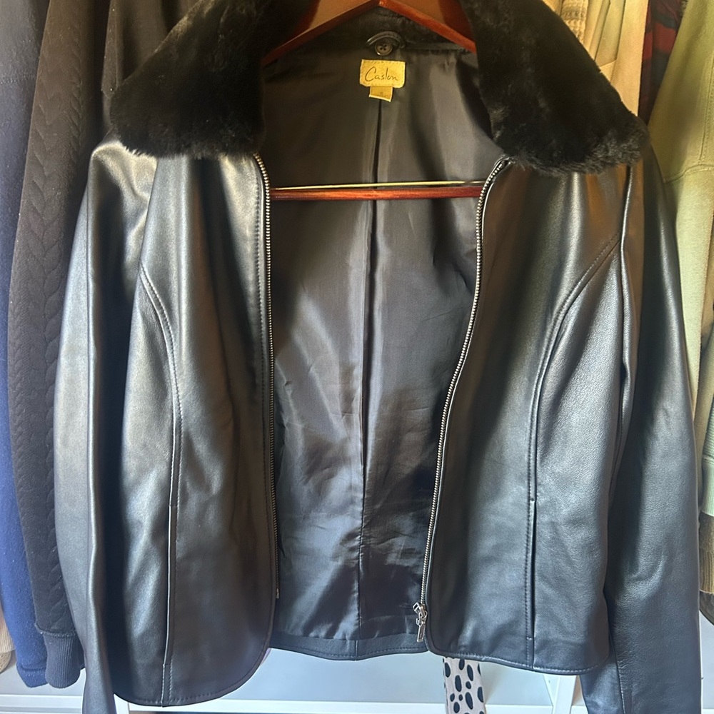 Caslon Genuine Black Leather Jacket